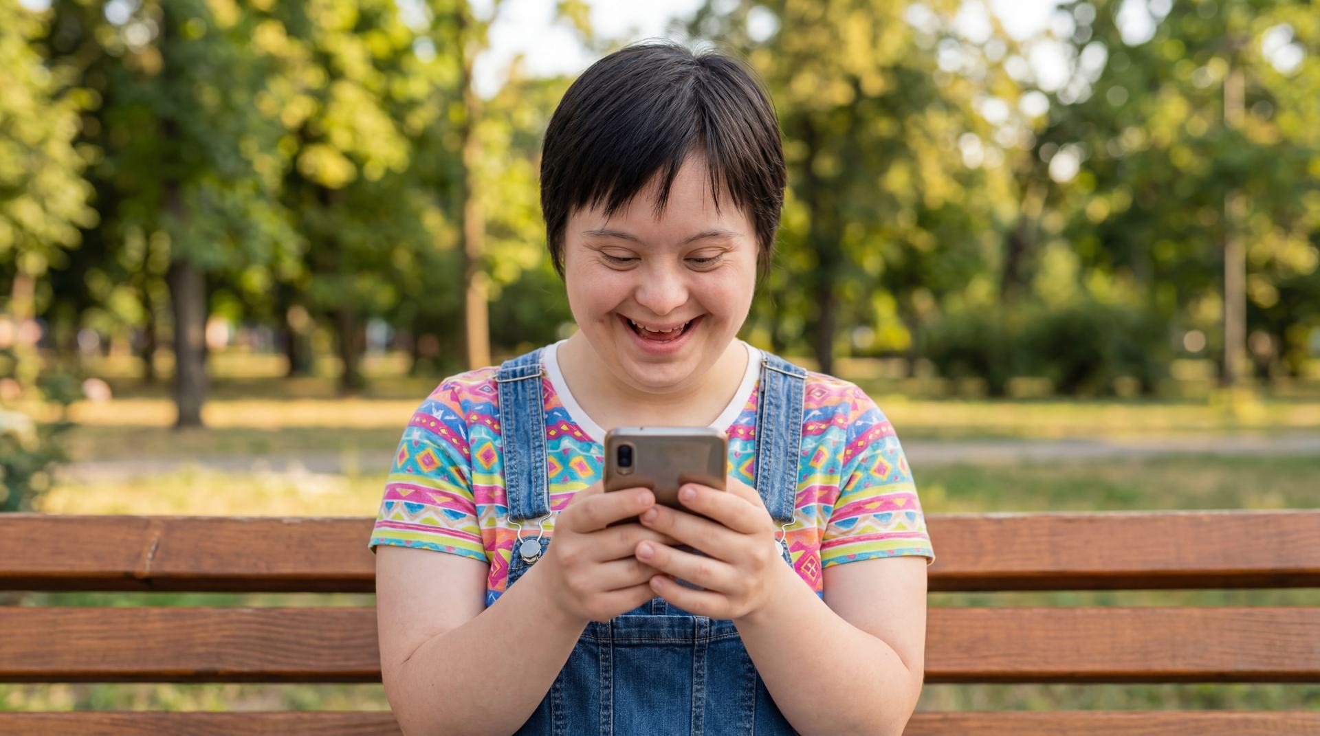 Two friends smiling and waving warmly.